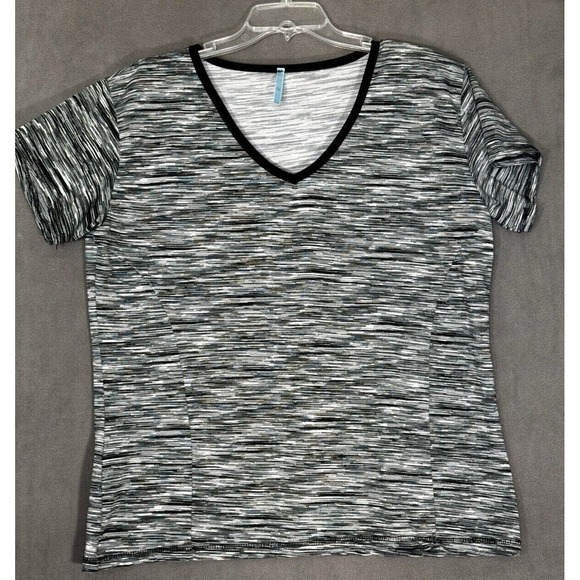 Ashley Blue Athletic Top Stretchy Short Sleeves Black Gray White Yoga Hiking 1X‎ - Picture 1 of 7